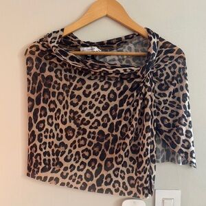 Good American Animal Print Mesh bathing suit skirt coverup